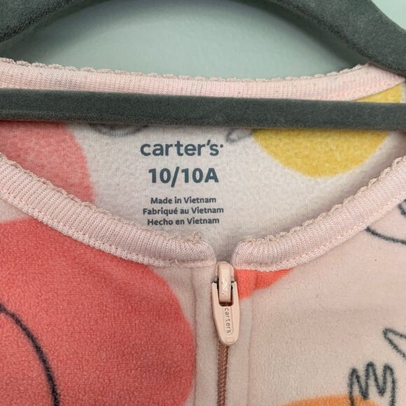 Carters Girls Pink Paris Eiffel Tower Fleece Footed Pajamas One Piece Size 10 - Picture 3 of 5